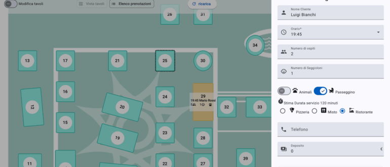 Sviluppo di un app ad hoc per ristorante per gestire prenotazione tavoli