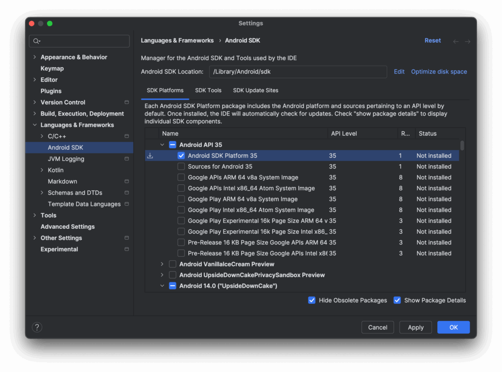 Consulenza aggiornamento app Android a SDK35