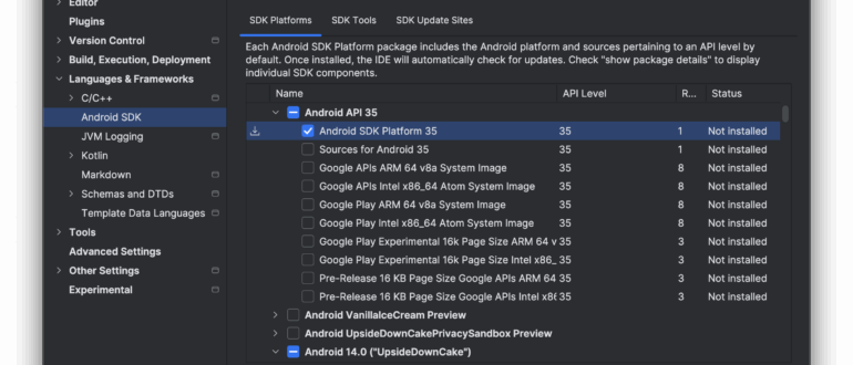 Consulenza aggiornamento app Android a SDK35